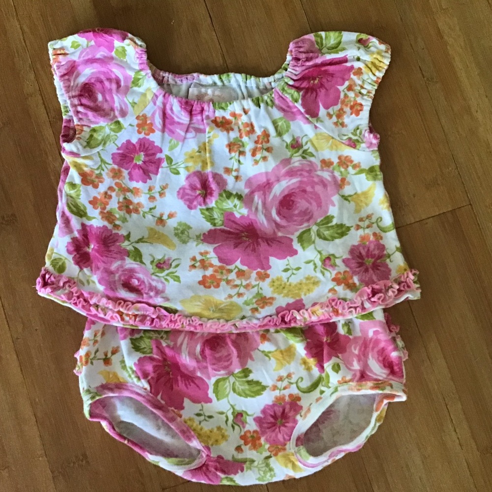Baby Lulu Floral top and diaper cover sz 24 mo